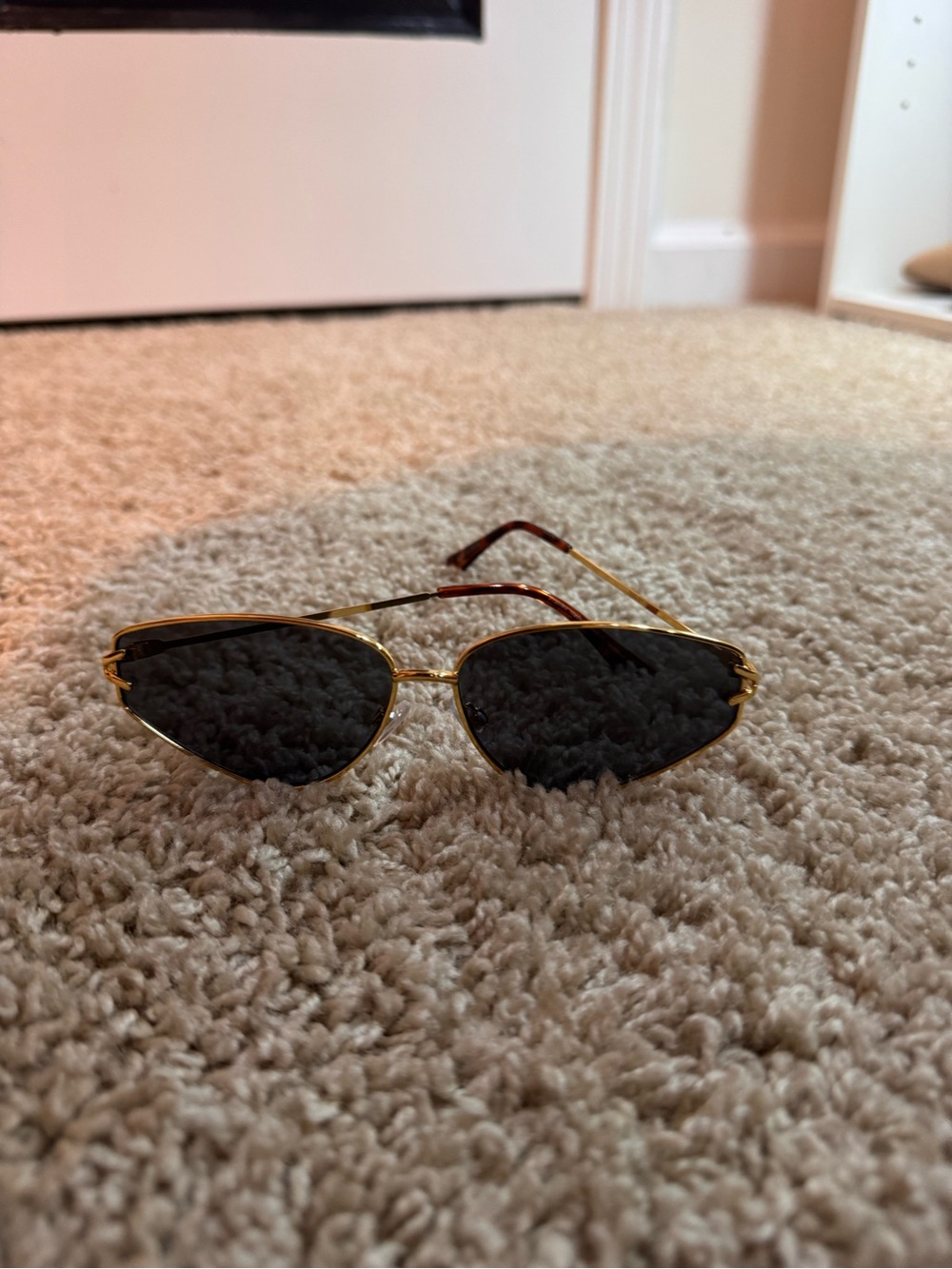 Gold Frame Black Lens Cat-Eye Sunglasses